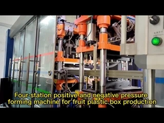 Machine de formage sous vide automatique à trois stations utilisée pour l'alimentation des animaux de compagnie