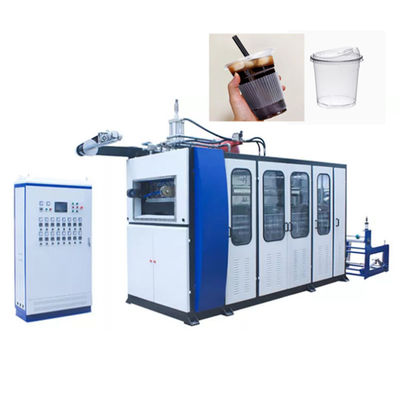 Machine de formage thermoformant entièrement automatique de coupe et de couvercle de tasse d'occasion machine de fabrication de tasses en plastique à haut rendement