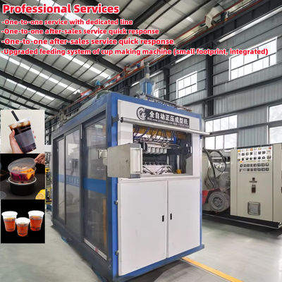 Machine de fabrication de tasses en plastique à usage unique entièrement automatisée 750*430mm Surface de formage pour le matériel PP/PS/PET
